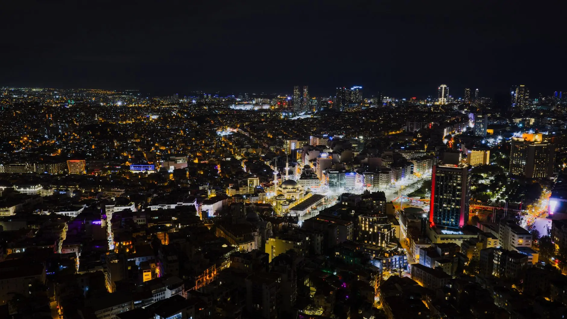 Aerial view of modern commercial and residential towers in Istanbul Turkey